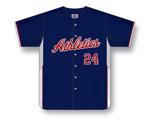 Custom Made Full Button Baseball Jersey with Side Inserts and Pi - Click Image to Close